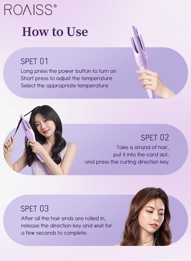 رويس حديد تجعيد الشعر الأوتوماتيكية مقاس 28 مم، مضادة للحروق والتشابك، عصا تجعيد الشعر الدوارة بالأيونات السالبة مع زيت عطري للعناية بالشعر، حديد تجعيد الشعر سريعة التسخين، 3 سرعات لضبط درجة الحرارة للشعر المتوسط ​​والطويل - Image 3