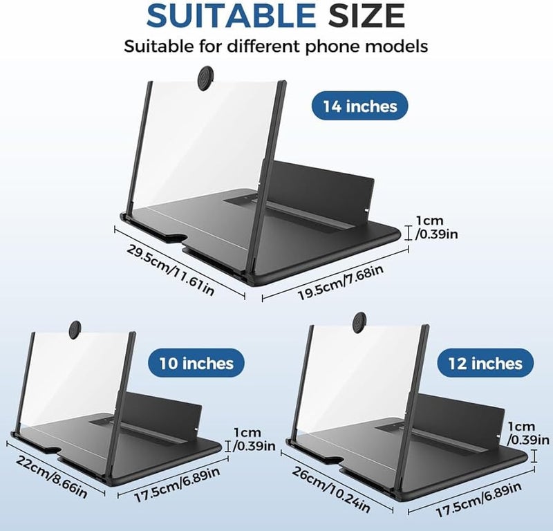 2026 ترقية مكبر هاتف محمول ثلاثي الأبعاد عالي الدقة شاشة عرض 10 بوصة حامل قابل للطي باللون الأحمر للأفلام والفيديو والألعاب - Image 3