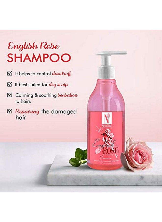 NUTRIGLOW Natural'S English Rose Shampoo Gentle Cleanser For Dry Damaged Hair & Sensitive Scalp Stimulates Hair Growth Intensive Hydration Shiny Voluminous Hair Paraben Free 300Ml - Image 4