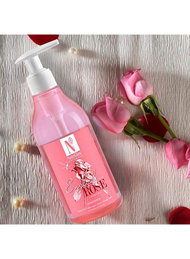 NUTRIGLOW Natural'S English Rose Shampoo Gentle Cleanser For Dry Damaged Hair & Sensitive Scalp Stimulates Hair Growth Intensive Hydration Shiny Voluminous Hair Paraben Free 300Ml - Image 3