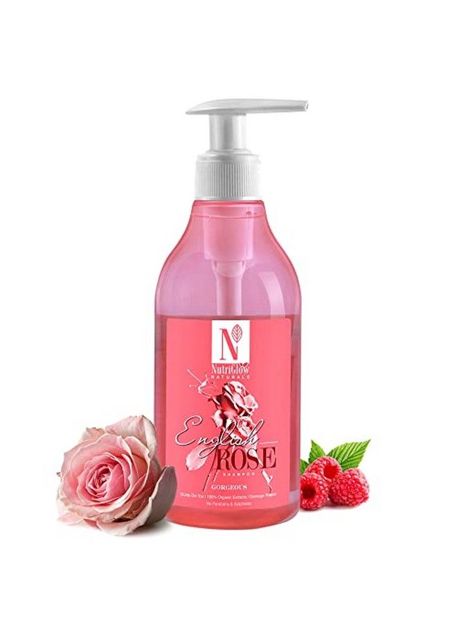 NUTRIGLOW Natural'S English Rose Shampoo Gentle Cleanser For Dry Damaged Hair & Sensitive Scalp Stimulates Hair Growth Intensive Hydration Shiny Voluminous Hair Paraben Free 300Ml - Image 1