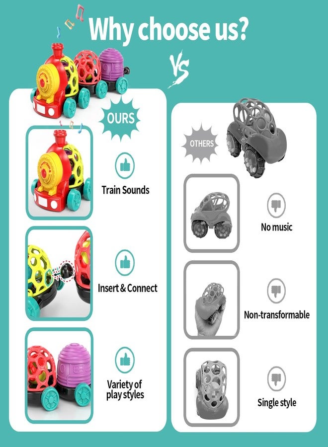 MOONTOY Toddler Train Toys for 1 Year Old Boy Birthday Gift Easter Basket Stuffers, Musical Push Go Baby Car Toys for Toddlers 1-3 0-2, Baby Boy Toys 6-12 Month, Infant Rattle 5 6 7 8 9 10 11 12 Month - Image 5
