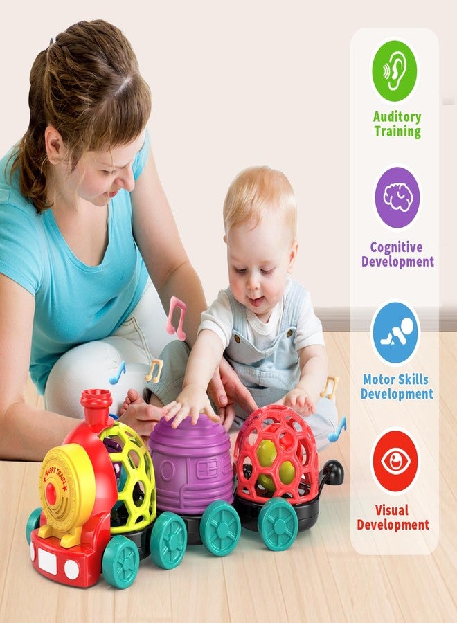 MOONTOY Toddler Train Toys for 1 Year Old Boy Birthday Gift Easter Basket Stuffers, Musical Push Go Baby Car Toys for Toddlers 1-3 0-2, Baby Boy Toys 6-12 Month, Infant Rattle 5 6 7 8 9 10 11 12 Month - Image 3
