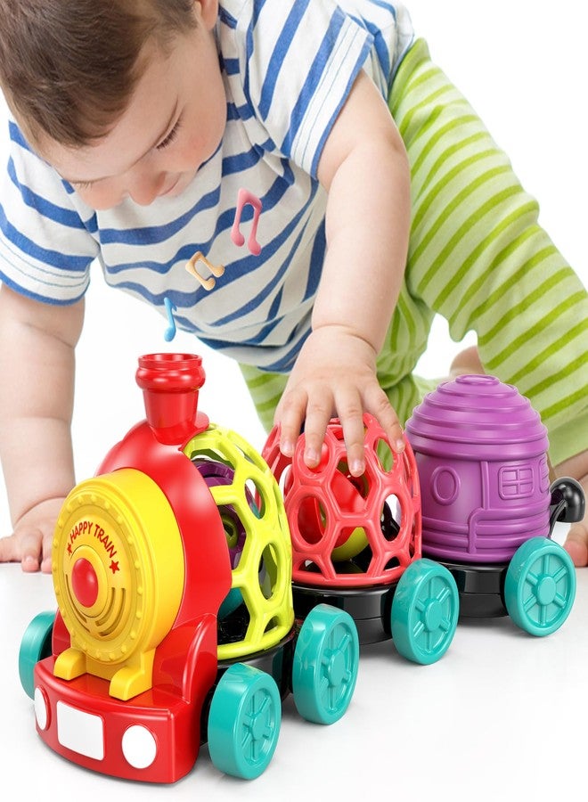 MOONTOY Toddler Train Toys for 1 Year Old Boy Birthday Gift Easter Basket Stuffers, Musical Push Go Baby Car Toys for Toddlers 1-3 0-2, Baby Boy Toys 6-12 Month, Infant Rattle 5 6 7 8 9 10 11 12 Month - Image 1