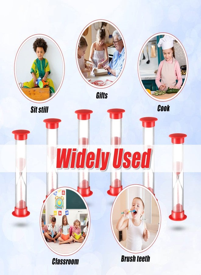 Queekay 200 Pcs Sand Timer 1 Minute Sand Timer in Bulk Acrylic Covered Hourglass Timer Red Sand Clock for Classroom Kitchen Preschool Teacher Home Supplies, 3.35 x 0.98 x 0.98 Inches - Image 4