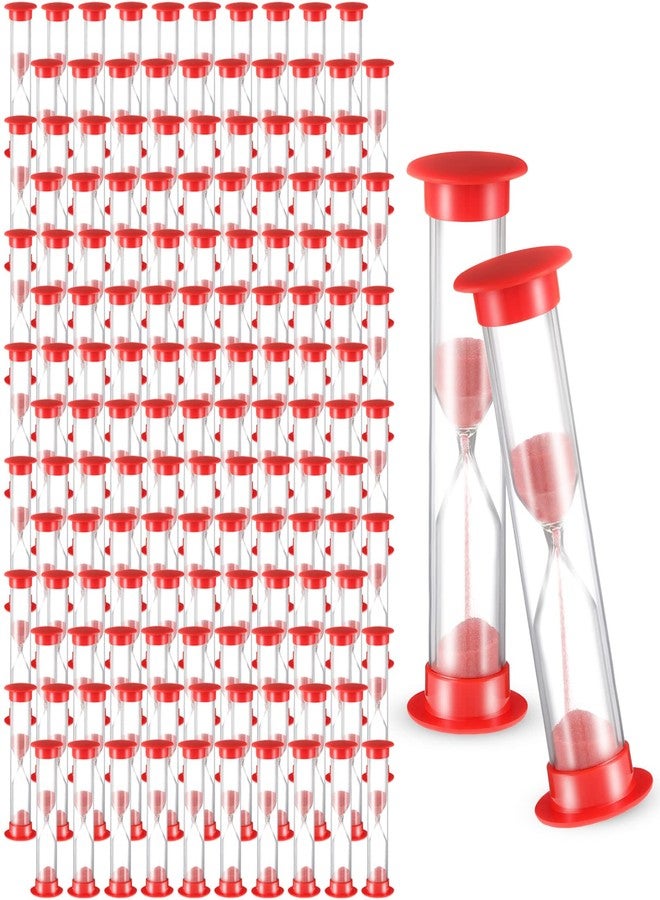 Queekay 200 Pcs Sand Timer 1 Minute Sand Timer in Bulk Acrylic Covered Hourglass Timer Red Sand Clock for Classroom Kitchen Preschool Teacher Home Supplies, 3.35 x 0.98 x 0.98 Inches - Image 1
