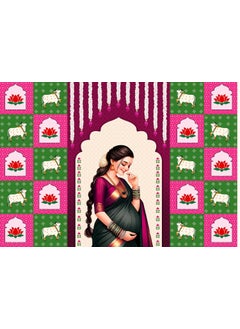DHARA CREATION Dhara Creation Seemantham Baby Shower Backdrop 5FT7FT Baby Shower Decorations Indian Baby Shower Decorations Seemantham Backdrop Washable Fabric  - Image 4