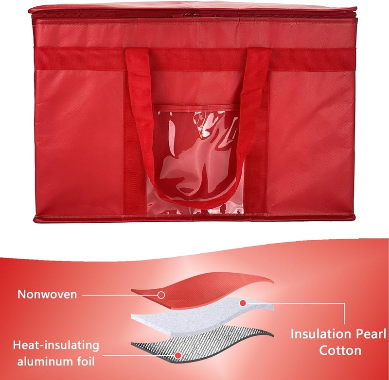 Yalin XXXL Large Insulated Cooler Bag, Styrofoam Cooler of Keep Food Hot or Cold, Reusable Double Zipper Food Delivery Bag for Grocery Shopping, 23" W x 15" H x 14" D (Red, XXL (Pro)) - Image 4