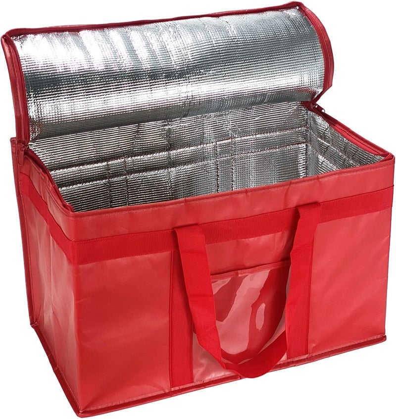 Yalin XXXL Large Insulated Cooler Bag, Styrofoam Cooler of Keep Food Hot or Cold, Reusable Double Zipper Food Delivery Bag for Grocery Shopping, 23" W x 15" H x 14" D (Red, XXL (Pro)) - Image 2
