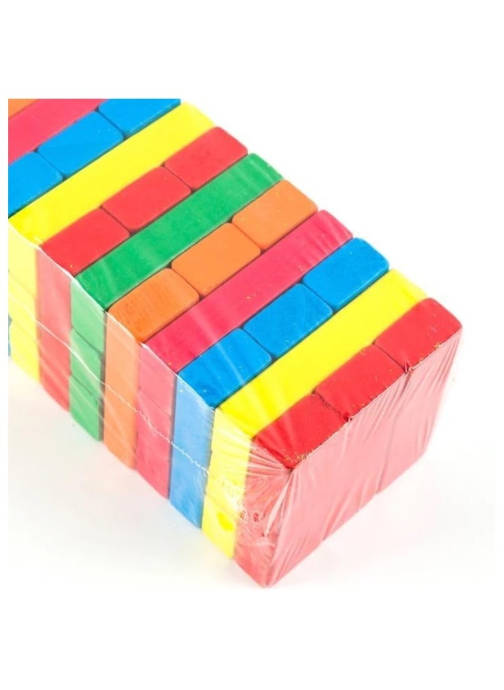 N3 54 Pcs Colorful Wooden Blocks Games for Adults and Kids, Wood Tumbling Tower Stacking Toys with Dices Board Jenga Best Educational Puzzle Game  - Image 2