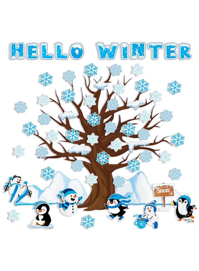 Konsait 84Pcs Winter Bulletin Board Decorations, Winter Tree Penguin Snowflake Cutouts For Bulletin Board, Christmas Winter Bulletin Board Decorations Set For Classroom Home Office Holiday Decor - Image 1