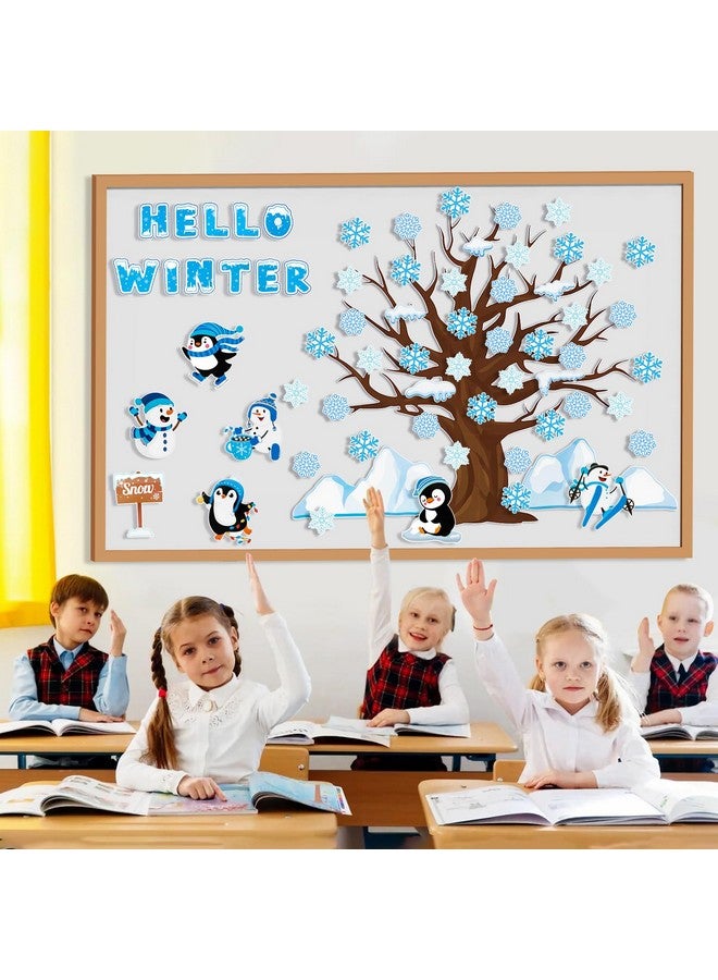Konsait 84Pcs Winter Bulletin Board Decorations, Winter Tree Penguin Snowflake Cutouts For Bulletin Board, Christmas Winter Bulletin Board Decorations Set For Classroom Home Office Holiday Decor - Image 5