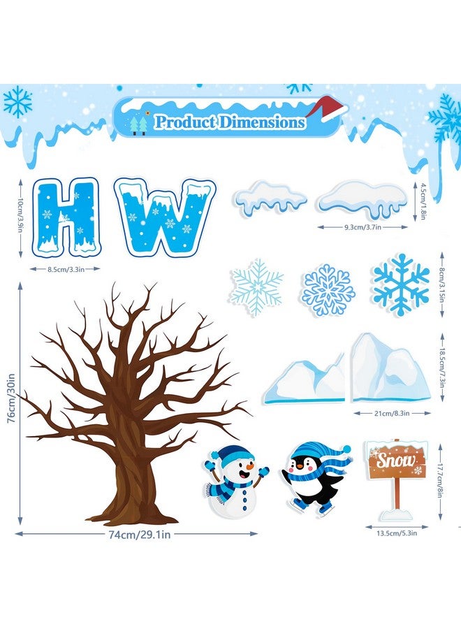 Konsait 84Pcs Winter Bulletin Board Decorations, Winter Tree Penguin Snowflake Cutouts For Bulletin Board, Christmas Winter Bulletin Board Decorations Set For Classroom Home Office Holiday Decor - Image 3