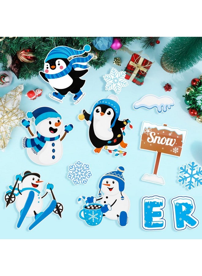 Konsait 84Pcs Winter Bulletin Board Decorations, Winter Tree Penguin Snowflake Cutouts For Bulletin Board, Christmas Winter Bulletin Board Decorations Set For Classroom Home Office Holiday Decor - Image 4