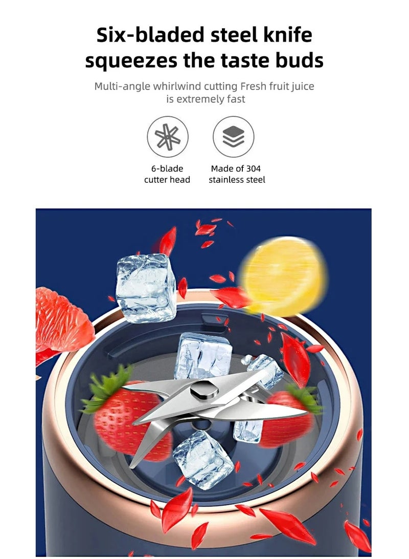 خلاط عصير محمول 400 مل مع شاحن USB لعصير الليمون والبرتقال، آلة صنع عصير الفواكه والسموذي بسعة 2 أكواب - Image 2