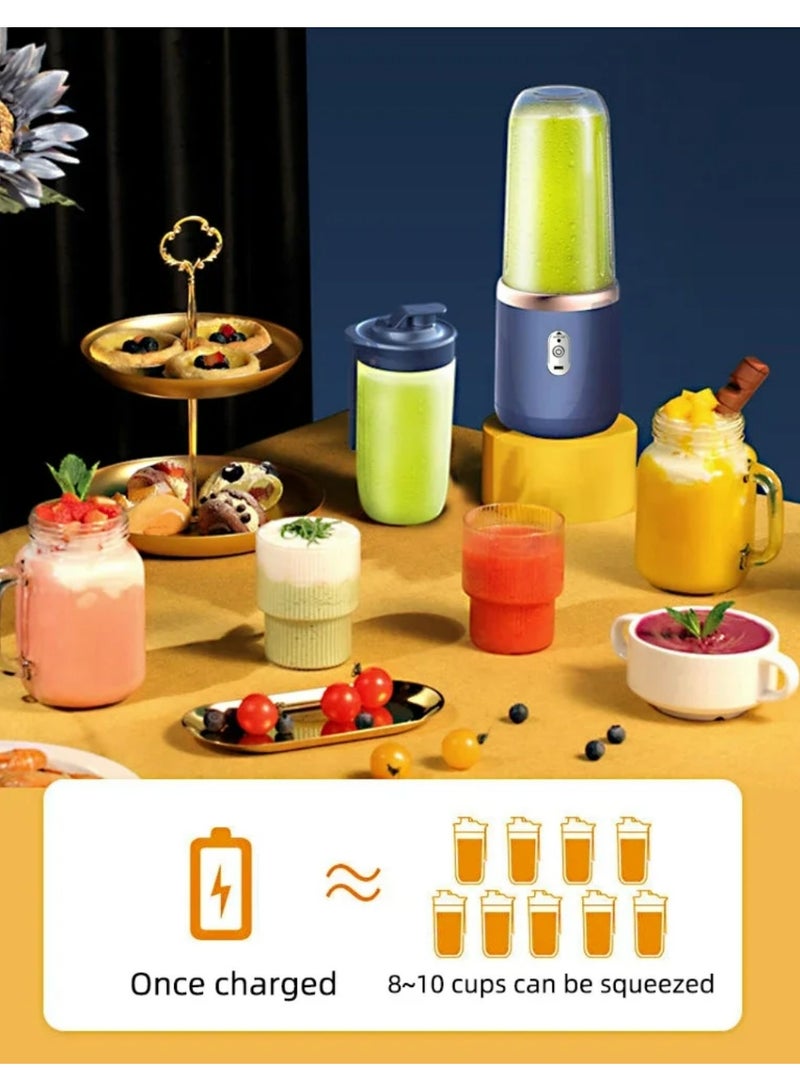 خلاط عصير محمول 400 مل مع شاحن USB لعصير الليمون والبرتقال، آلة صنع عصير الفواكه والسموذي بسعة 2 أكواب - Image 5