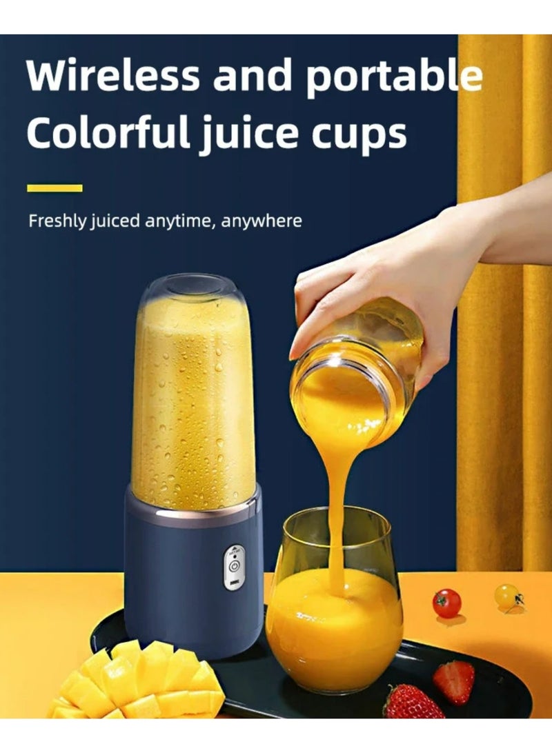 خلاط عصير محمول 400 مل مع شاحن USB لعصير الليمون والبرتقال، آلة صنع عصير الفواكه والسموذي بسعة 2 أكواب - Image 4