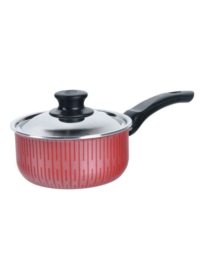 تروفال قدر صلصة ألمنيوم غير لاصق مع غطاء ومقبض مقاوم للحرارة، لون أحمر/أسود، مقاس 16 سم - Image 2