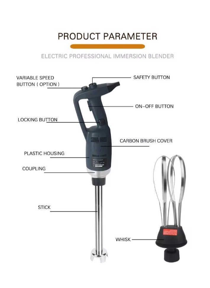 LETWOO LETWOO 500W Variable Speed 4000 to 16000RPM Commercial Immersion Blender Hand Held Mixer with 15.7Inch 304 Stainless Steel Removable Shaft & Detachable Whisk Attachment.  - Image 5