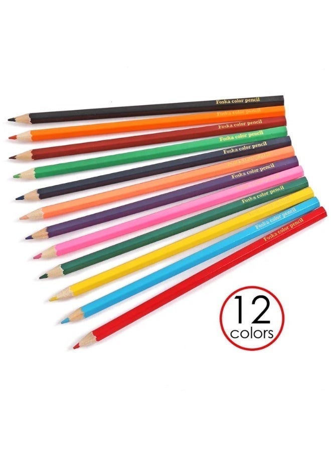 Foska Hexagonal Colored Wooden Pencils 7 inch - 12 Pack - Image 2