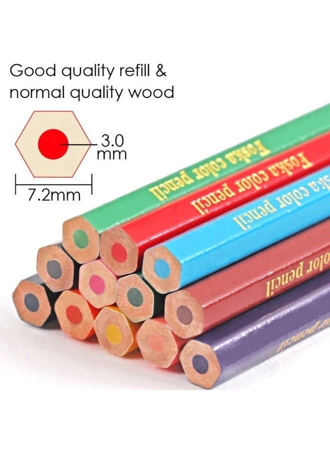 Foska Hexagonal Colored Wooden Pencils 7 inch - 12 Pack - Image 5