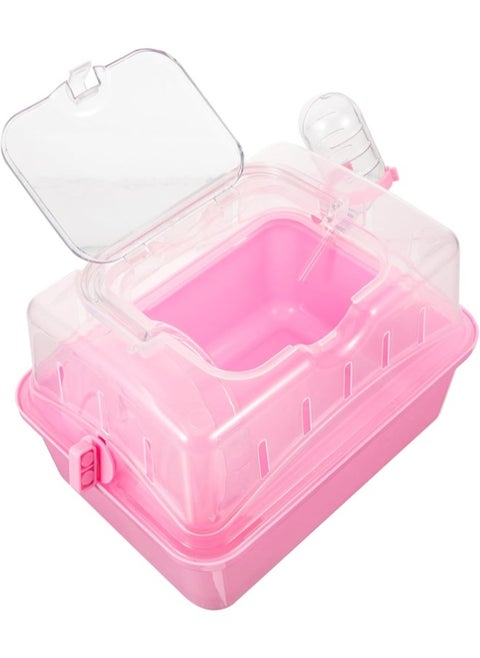 Hamster Cage Clear Container Small Container Clear Stand Pet Carrying Box Transparent Hamster Case Hamster Travel Carrier Fully Transparent Carrying Case Box Bracket Pink Plastic