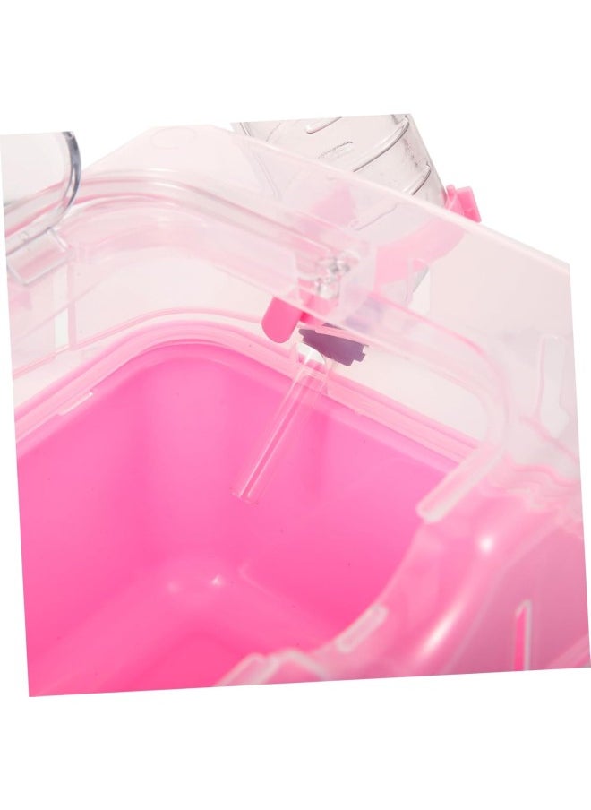 Hamster Cage Clear Container Small Container Clear Stand Pet Carrying Box Transparent Hamster Case Hamster Travel Carrier Fully Transparent Carrying Case Box Bracket Pink Plastic