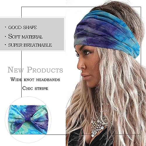 XFyt Microfiber Tie-Dye Yoga Hair Bands|Stay Stylish And Sweat-Free Bandana Workout Sweatband|Fashionable Head Bands For Your Fitness Gym Running (Dark Blue) - Image 4