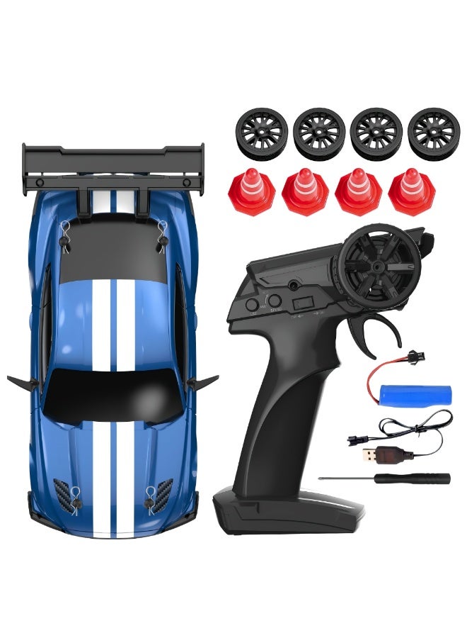 HOBB 1:24 Scale Remote-Controlled Drift Car, 4WD, 2.4GHz, 20KM/H High-Speed Racing Sports Toy Car with LED Lights, Roadblocks, and Drift Wheels - Image 1