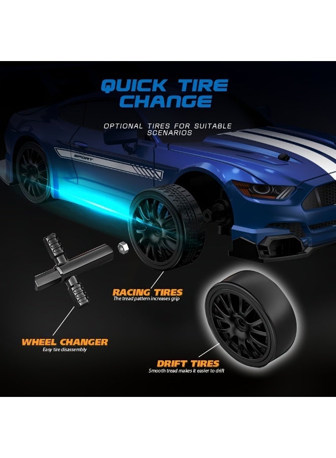 HOBB 1:24 Scale Remote-Controlled Drift Car, 4WD, 2.4GHz, 20KM/H High-Speed Racing Sports Toy Car with LED Lights, Roadblocks, and Drift Wheels - Image 5