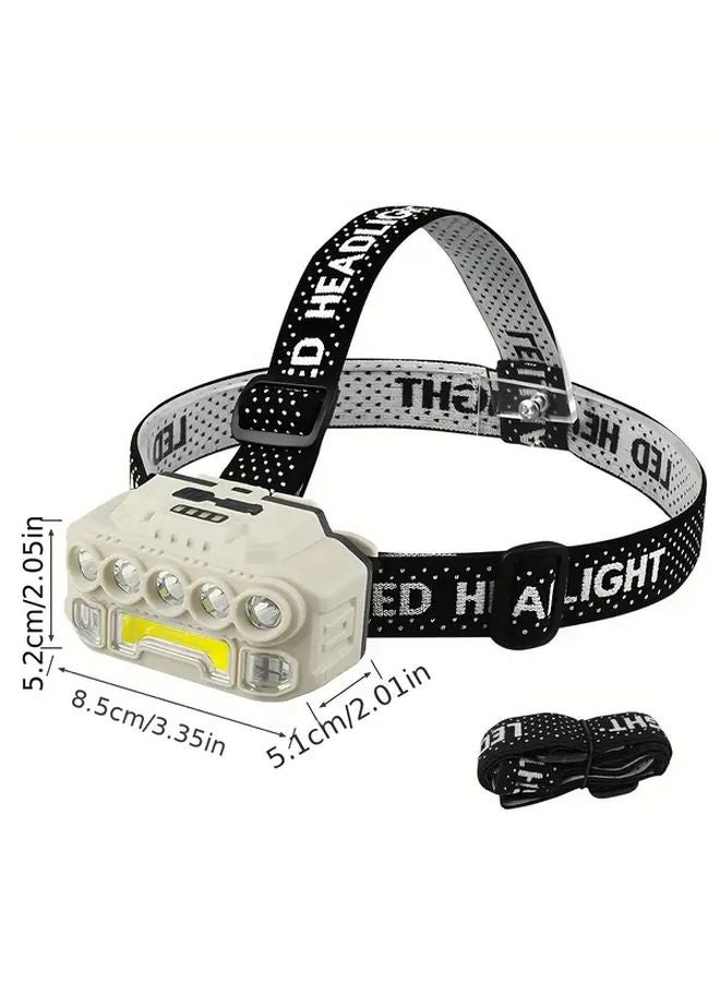 Set 1 Super Bright LED Headlamp Type C Rechargeable 5 Modes 18650 Battery Head Torch - Image 4