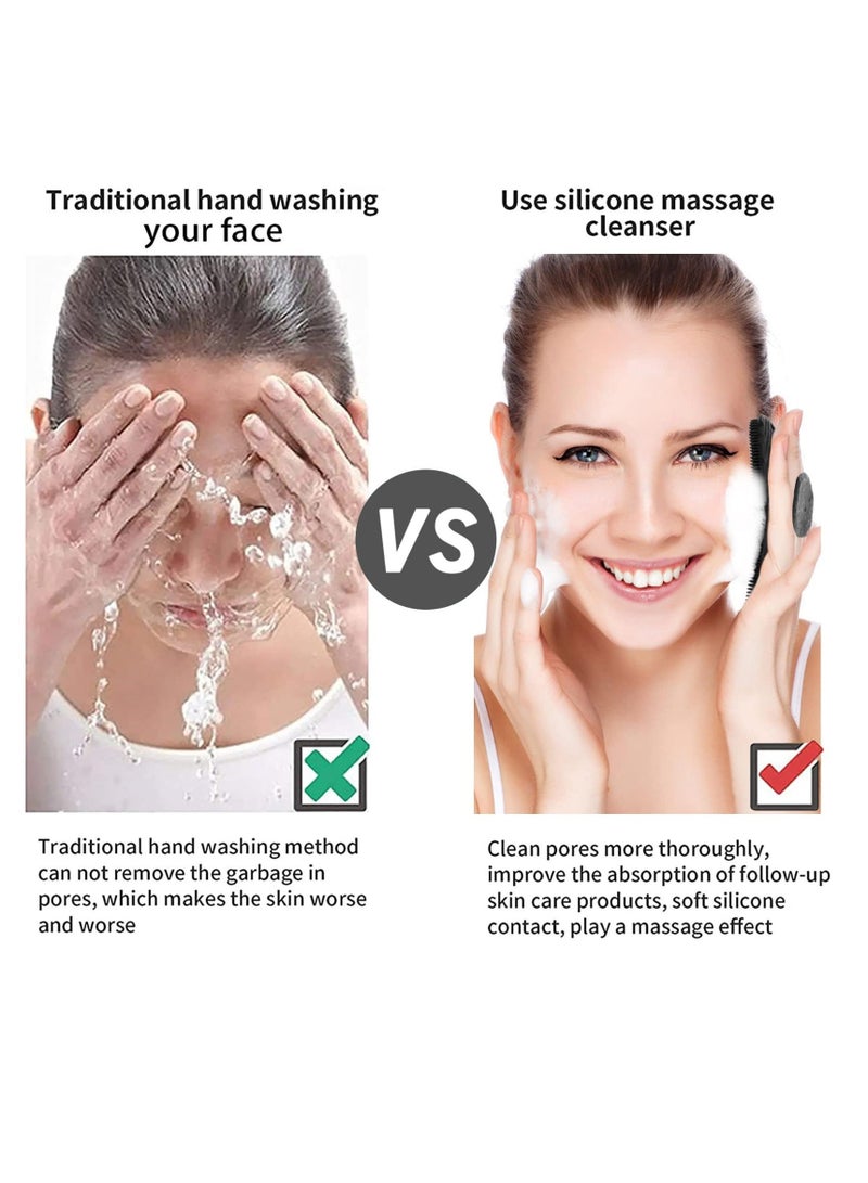 نيبمينينت Body Scrubber, 2 Pcs Silicone Shower & Bathroom Accessory, Features Silicone-Grip Technology, Removable Reusable Gentle Exfoliator Pad Massager (Black + Grey) - Image 4