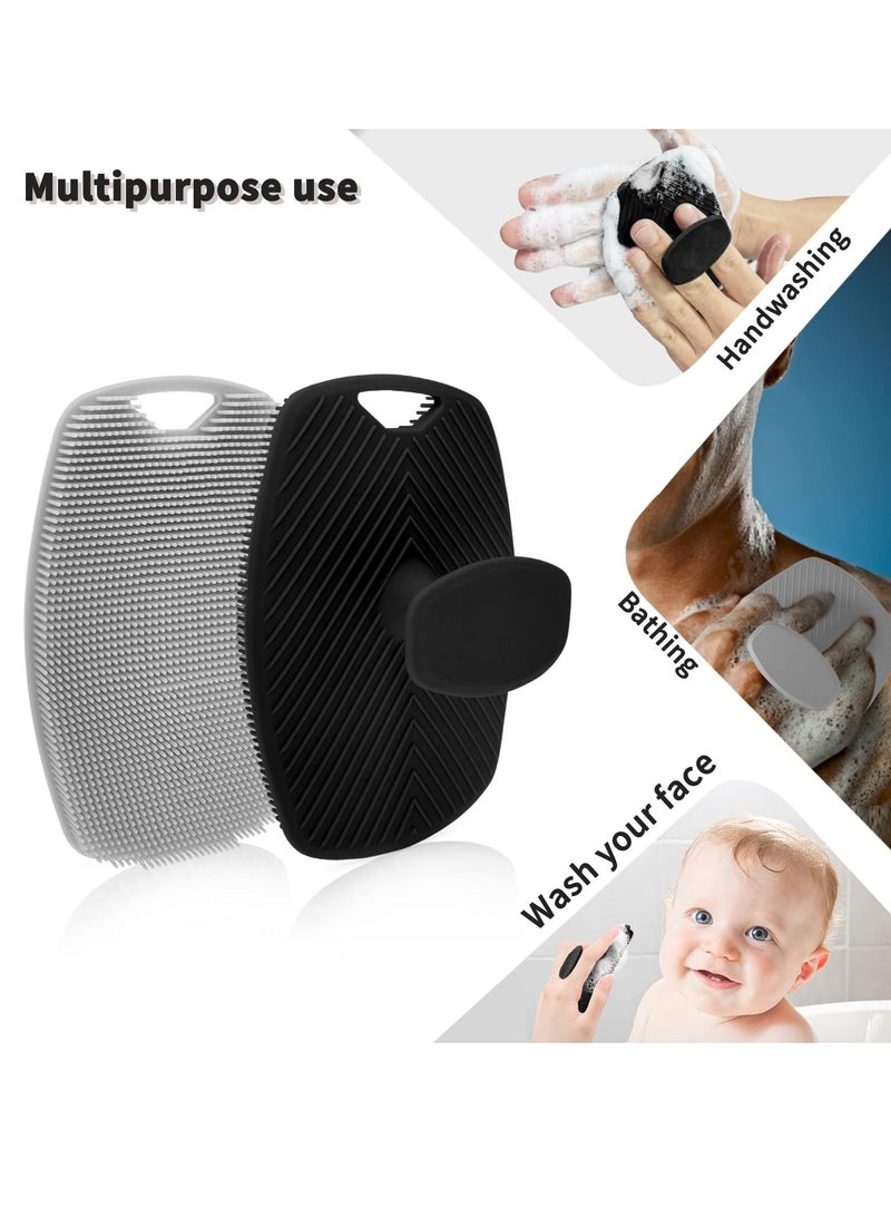 نيبمينينت Body Scrubber, 2 Pcs Silicone Shower & Bathroom Accessory, Features Silicone-Grip Technology, Removable Reusable Gentle Exfoliator Pad Massager (Black + Grey) - Image 2