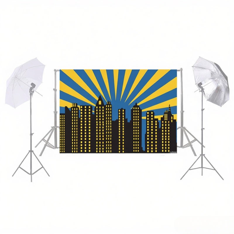 1.5* 2.1m/5* 7ft Super Hero City Photography Background Baby Children Backdrop Photo Studio Pros - Image 1