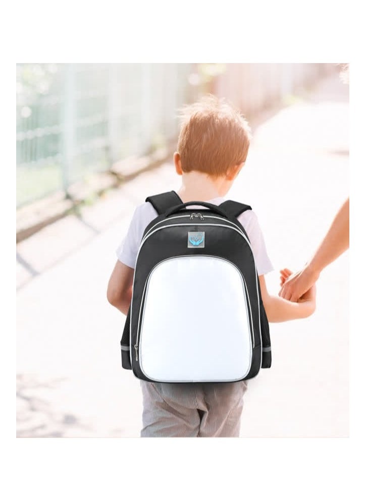 Generic - Primary school girls' schoolbag 1-3-6 years old backpack shoulder pad lightweight pink warning strip backpack,B-30-Re reflective-medium-labrary-black - Image 1