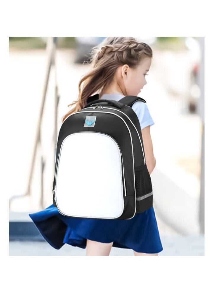 Generic - Primary school girls' schoolbag 1-3-6 years old backpack shoulder pad lightweight pink warning strip backpack,B-30-Re reflective-medium-labrary-black - Image 1