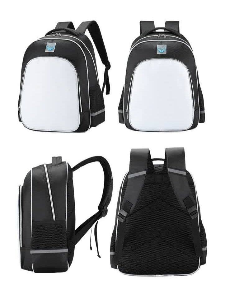Generic - Primary school girls' schoolbag 1-3-6 years old backpack shoulder pad lightweight pink warning strip backpack,B-30-Re reflective-medium-labrary-black - Image 1