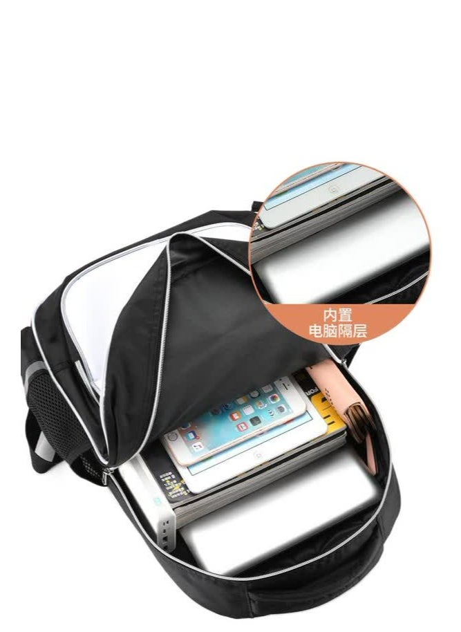 Generic - Primary school girls' schoolbag 1-3-6 years old backpack shoulder pad lightweight pink warning strip backpack,B-30-Re reflective-medium-labrary-black - Image 1