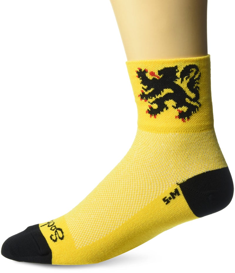 SockGuy Men's Lion Of Flanders Socks, Yellow, Small/Medium - Image 3