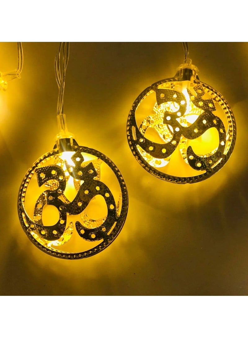 ZAYO LED Golden Om String Lights Battery and USB Powered Spiritual Fairy Lights for Home Décor, Diwali Festival & Wedding Party Decoration Lights -  2 Meter - Image 3