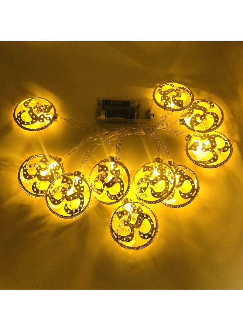 ZAYO LED Golden Om String Lights Battery and USB Powered Spiritual Fairy Lights for Home Décor, Diwali Festival & Wedding Party Decoration Lights -  2 Meter - Image 2