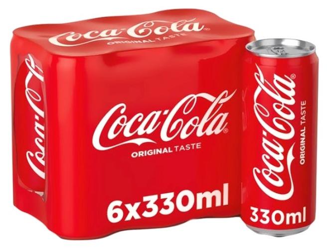 Coca-Cola Soft Drink Can, Pack Of 6, 330ml