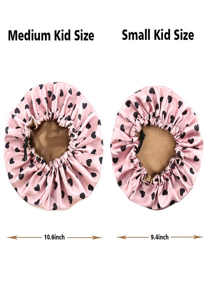 ELIHAIR Medium Kids Satin Bonnet Sleeping Cap for Natural Hair Teens Toddler Child Adjustable Satin Cap for Night Sleeping Reversible Double Layer Lotus Heart - Image 5