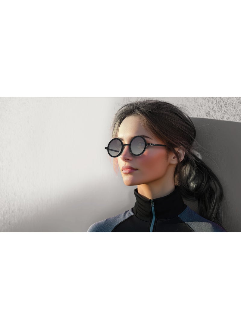 porodo Geneva Round Frame Sunglasses with UV400 Protection & Adjustable Brightness / Unisex Design / Scratch Resistant Lenses / Durable Flex Frame / Manual Tint Control - Black - Image 3