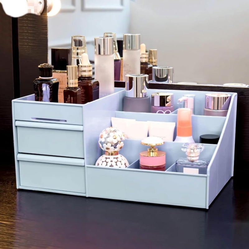 RIOMAX Plastic Bathroom Cosmetic Organizer Drawers Storage Plastic Stationary Organiser Box Make Up Organiser Box for Women (Blue, Pack of 1) - Image 2