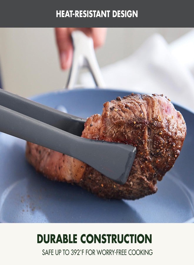 جرين بان ملقط سيليكون من جرين بان، مثالي للطبخ والشواء والتقديم، مناسب للسلطات، أداة مطبخ، مصنوع من مطاط مرن غير لاصق، قلب فولاذي صلب، مقاوم للحرارة، مقبض مانع للانزلاق، خالٍ من مادة BPA، آمن للغسل في غسالة الأطباق، رمادي - Image 3
