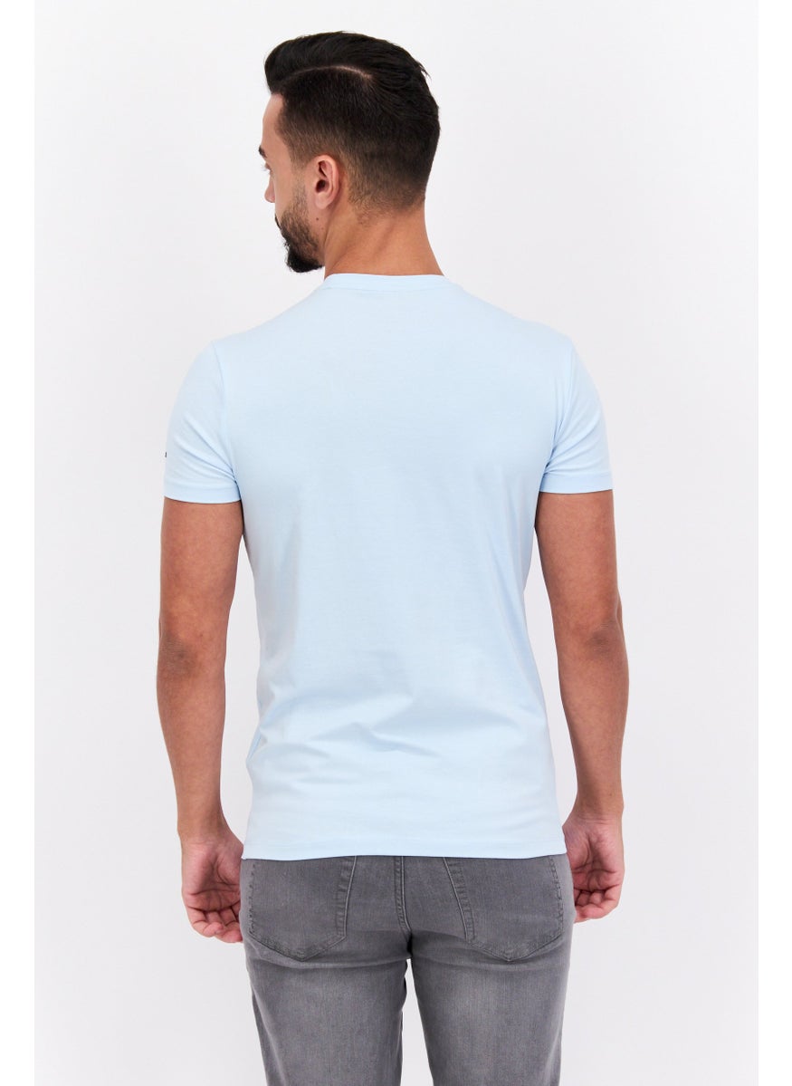 GAS Men Crew Neck Short Sleeves Graphic Print T-Shirt, Light Blue Combo  - Image 4