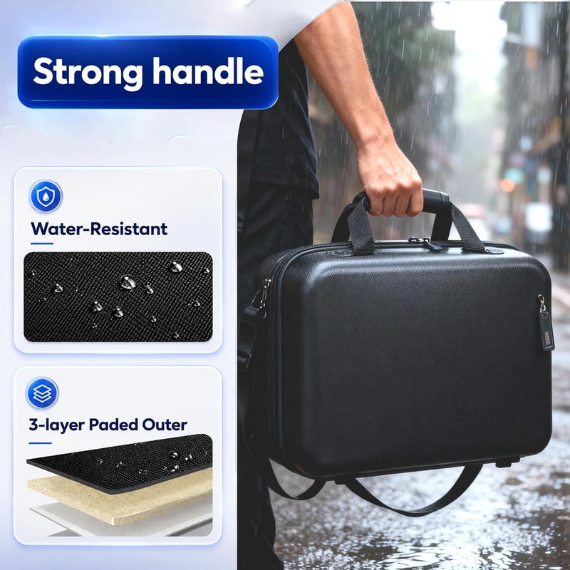 رايتشر حقيبة حمل Rightsure لجهاز PS5 Slim، غلاف صلب من EVA مع فواصل مزدوجة، مقاومة للماء، متوافقة مع جهاز PS5 Slim ووحدتي تحكم وملحقات (أسود) - Image 5