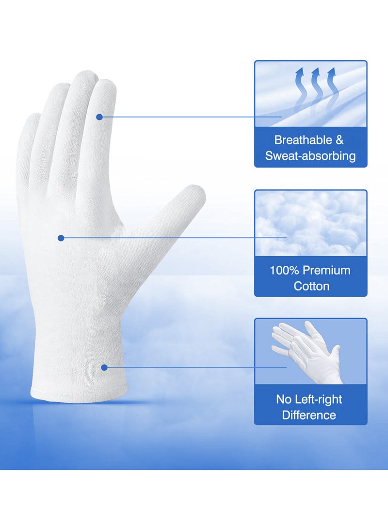 10 Pairs White Cotton Gloves, White Gloves for Inspection Photo Jewelry Silver Coin Archive Serving Costume, Cotton Gloves for Dry Hands Women Moisturizing SPA - Image 2