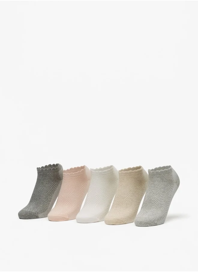 فلورا بيلا Women's Chevron Textured Ankle Length Socks - Set of 5